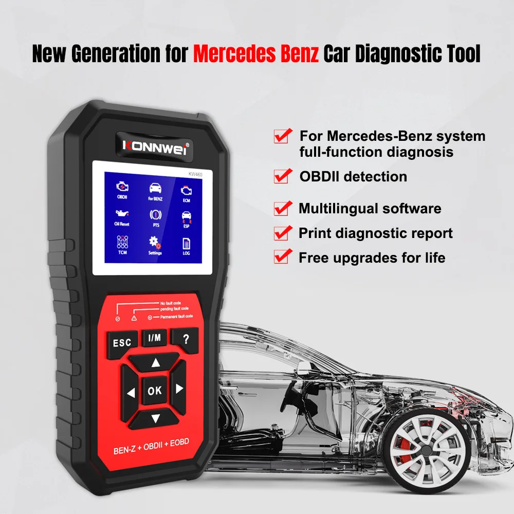 Автомобильный тестер KONNWEI KW460 для Mercedes-Benz OBD II + EOBD-сканер диагностический