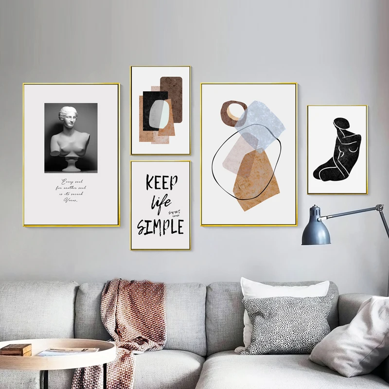Скандинавский модный абстрактный геометрический постер с цитатами и принтами