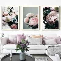 wall art canvas painting modern peonies floral gallery flower posters print nordic pictures for living room interior home decor