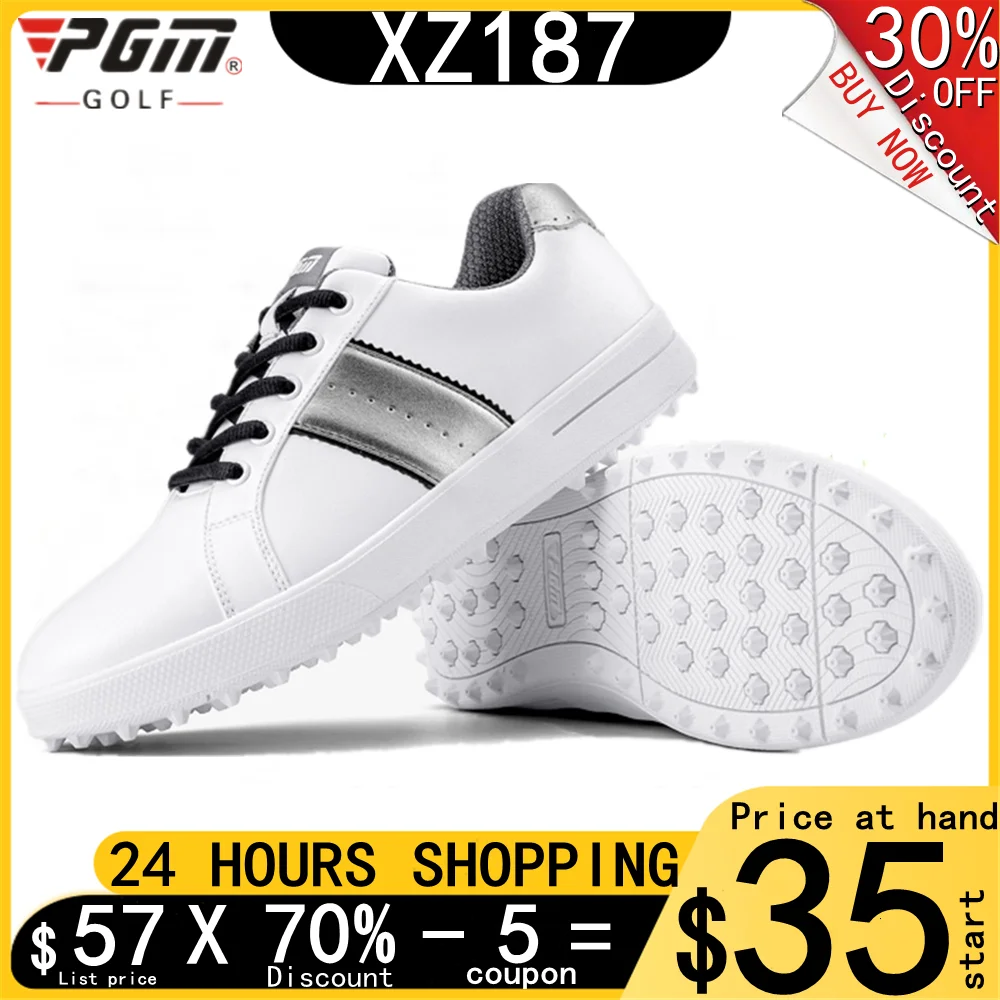 PGM Golf Shoes Ladies Waterproof Rubber Non-Slip Nails Wear-Resistant Breathable Out Cotton Lining Golf Training Sneakers XZ187