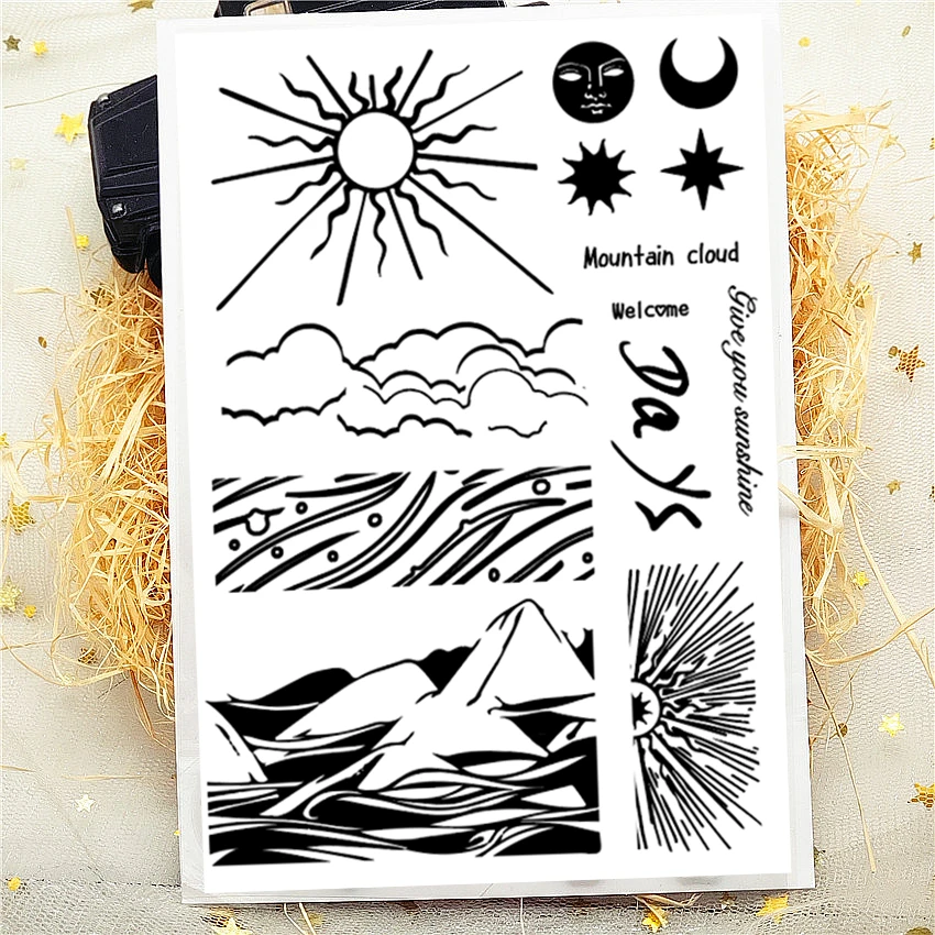 11x16CM Sunrise clouds Transparent Seal Clear Stamps Silicone Roller DIY Scrapbook Album / Card Production Easter | Дом и сад