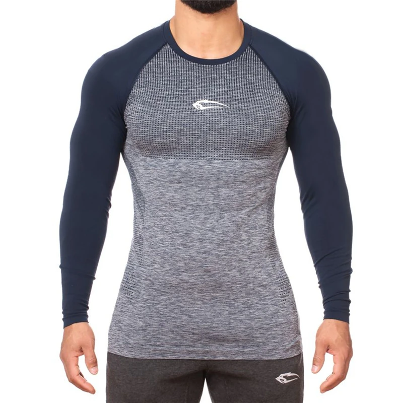 Skinny Sport Shirts Men Long Sleeve Running T Shirt Fitness Compression Gym Workout Tshirt Rashgard Sports T-Shirt Man | Спорт и