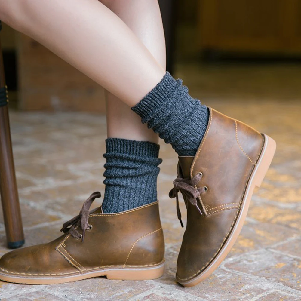 Дышащие носки в стиле Харадзюку сезон осень зима теплые Однотонные эластичные