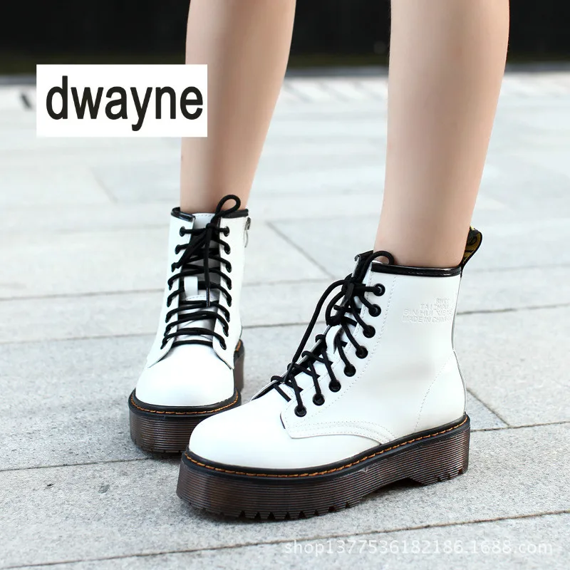 2020 модные черные/белые/красные ботинки на платформе Ботильоны молнии в стиле