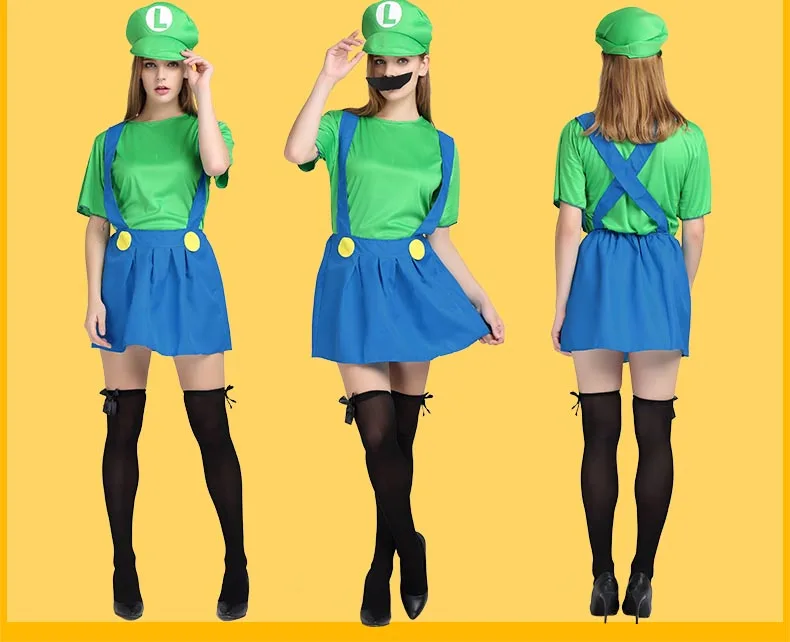 Взрослый Хэллоуин Супер Марио Детский костюм косплей семья Funy Luigi Bros сантехник Пурим костюм нарядное платье Рождественские Вечерние