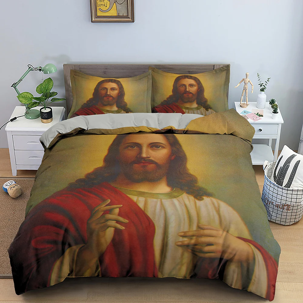 

Jesus Christ Bedding Set Microfiber Fabric Duvet Cover 2/3Pcs Comforter Cover With Pillowcase Soft Quilt Cover