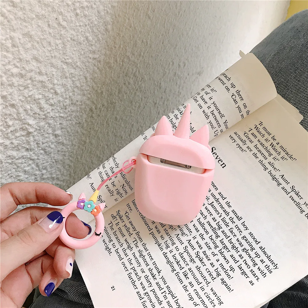 Единорог 3D с мультяшками силиконовый чехол для Apple Airpods 1 2 Классическая Милая