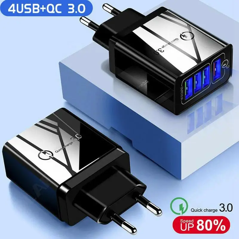 4 порта быстрое зарядное устройство QC 3 0 usb хаб Быстрая зарядка EU US UK штепсельная
