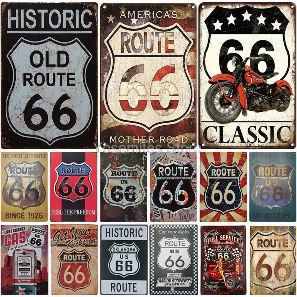 

Metall Zeichen Amerikanischen Route 66 Retro Plaque Wand Dekoration Für Bar Pub Vintage Metall Poster Platte Zinn Zeichen Malere