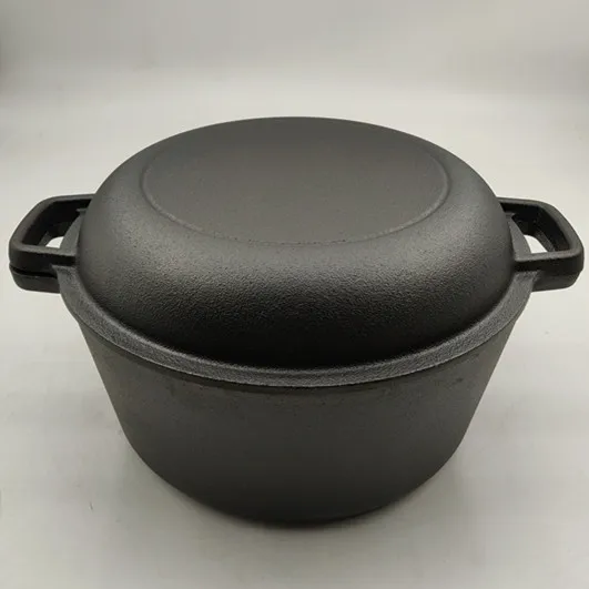 Чугунная кастрюля с двойными ушками сковорода для жарки омления тушения без