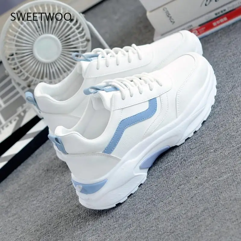 

2021 New Women's Vulcanized Shoes Casual Fashion Comfortable Breathable White Flat Shoes Women's Platform Sneakers