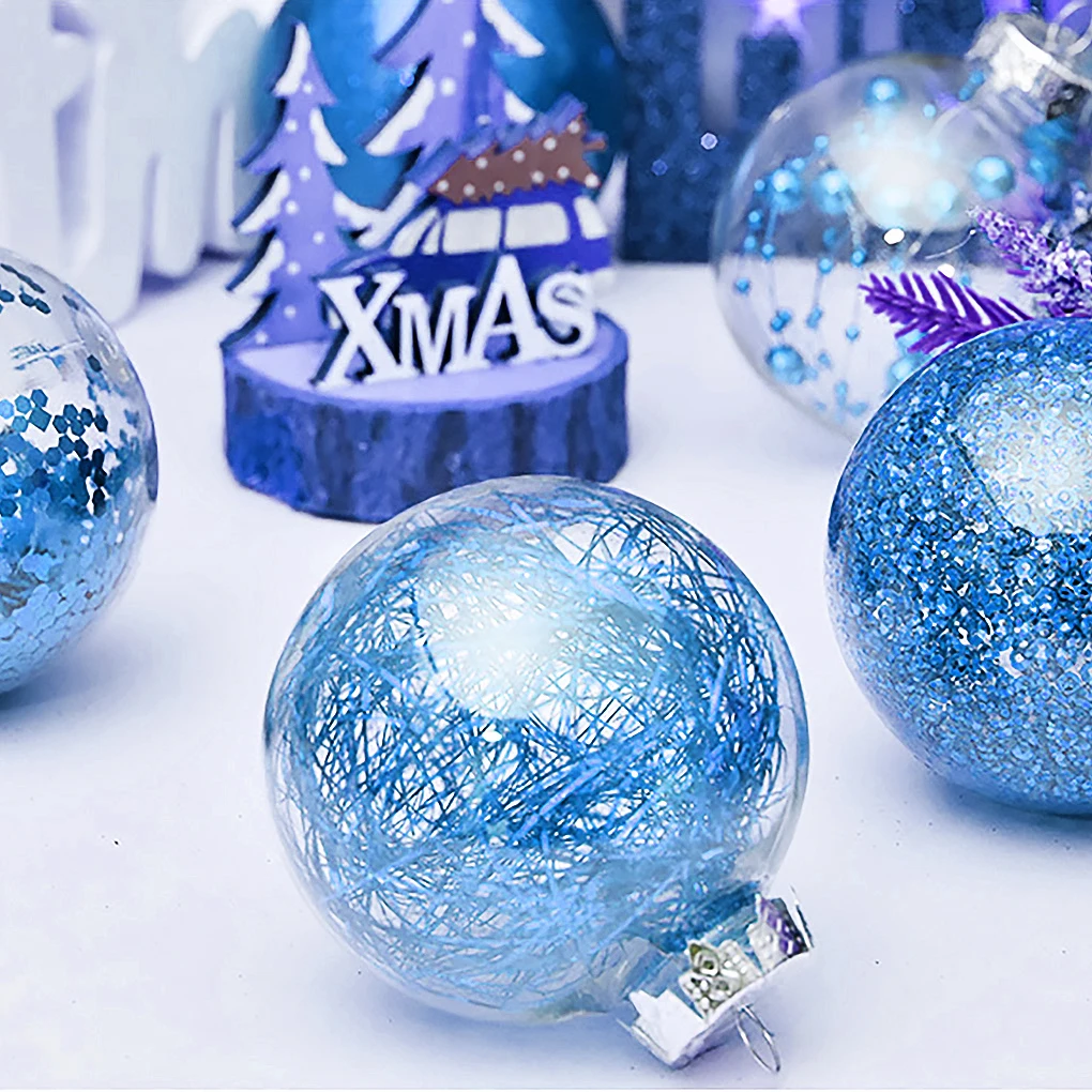 

6cm 30pcs/4cm 34pcs Christmas Ball Transparent Design Christmas Tree Hanging Ornament Balls Holiday Decoration