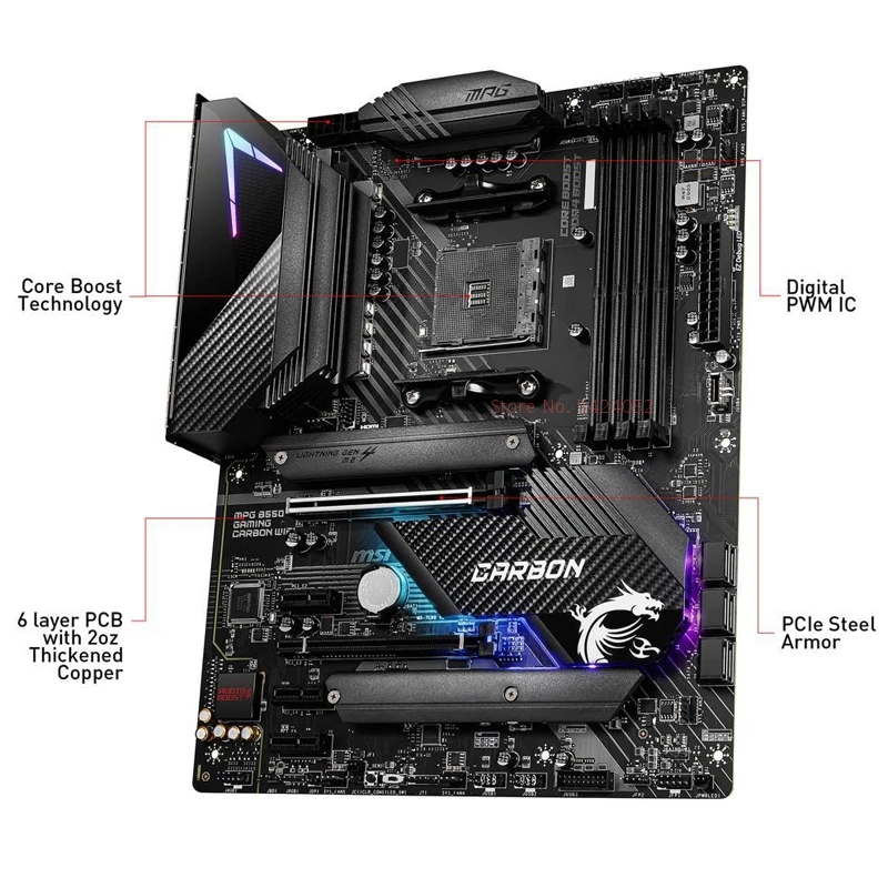 Новый MSI MPG B550 игровой углерода материнская плата с WIFI Поддержка для 3rd Gen AMD Ryzen s DDR4