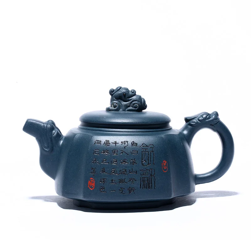 

Yixing purple clay teapot famous hand-made square pot raw ore Tianqing mud Sifang Longzun teapot