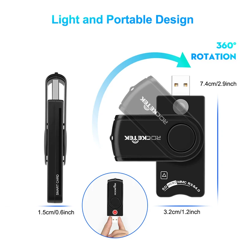 Игровая мышь Rocketek CR310 USB3.0 налоговую декларацию IC считыватель смарт карт SD/TF/сим