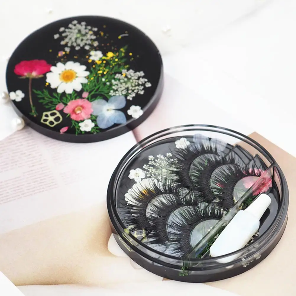 

3D Diy Crystal Epoxy Resin Eyelash Storage Box With Tools Makeup Storage Mirror Beauty Eyelashes Mold Lid Silicone False G4T2