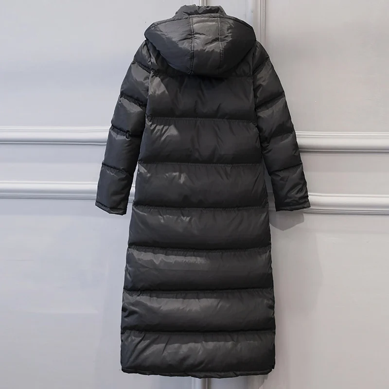 Зимняя куртка на утином пуху парка 90% пуховое пальто для женщин длинное с