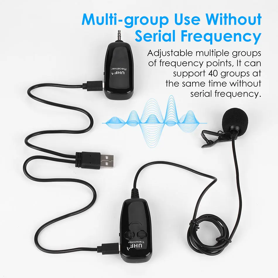 Профессиональный шумоподавление Lavalier отворотом микрофон UHF запись беспроводной