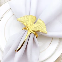 10pcslot ginkgo leaf napkin ring metal napkin button hotel cloth napkin ring table decoration