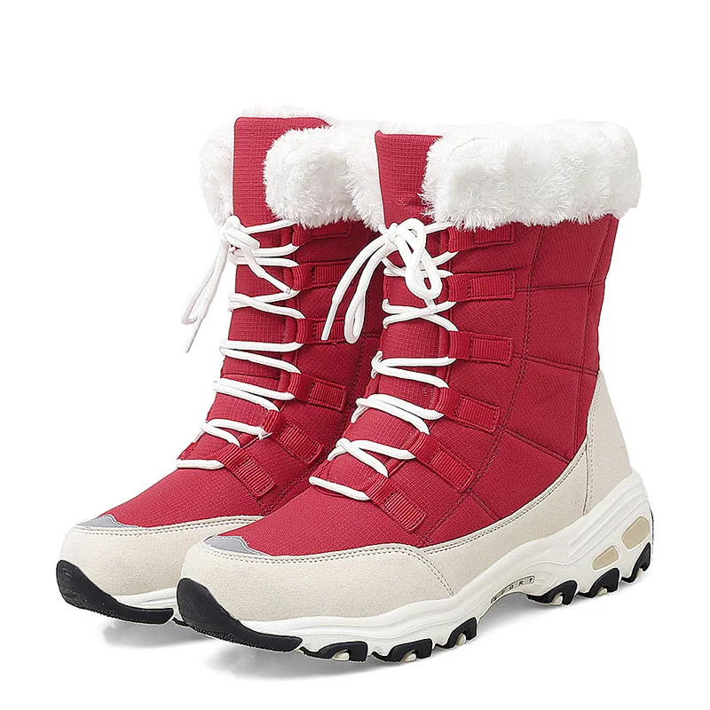 

Women's Snow Boots Winter High-Top Snow Boots Outdoor Casual Women's Cotton Boots Mid-tube Plus Velvet PlatformBoots
