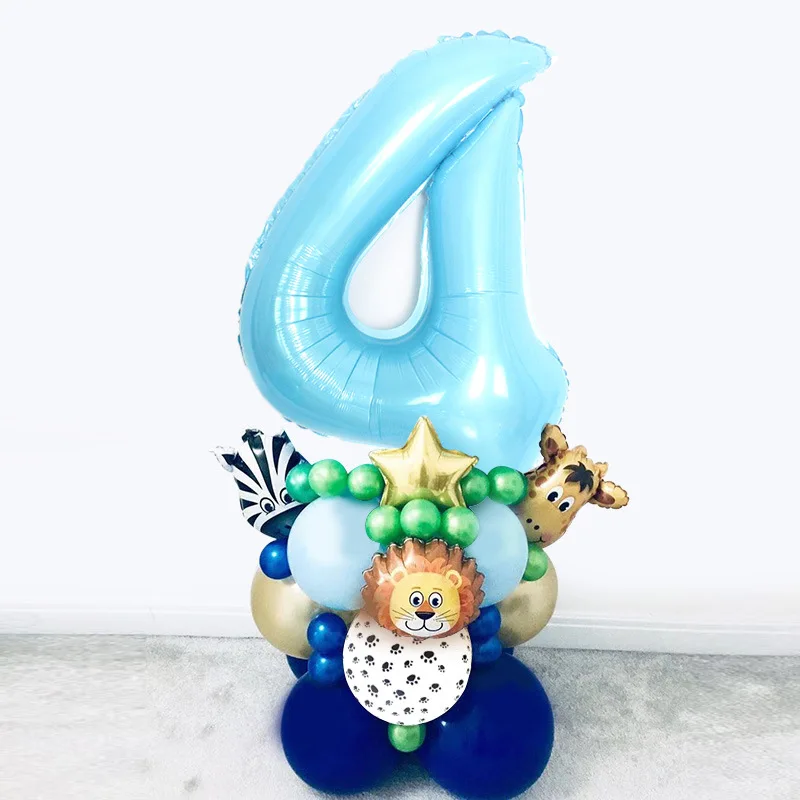 

34pcs Jungle Animal Balloons Set Gold Number Zebra Lion Balloons Set Baby Shower Kids Birthday Party Decor Globos