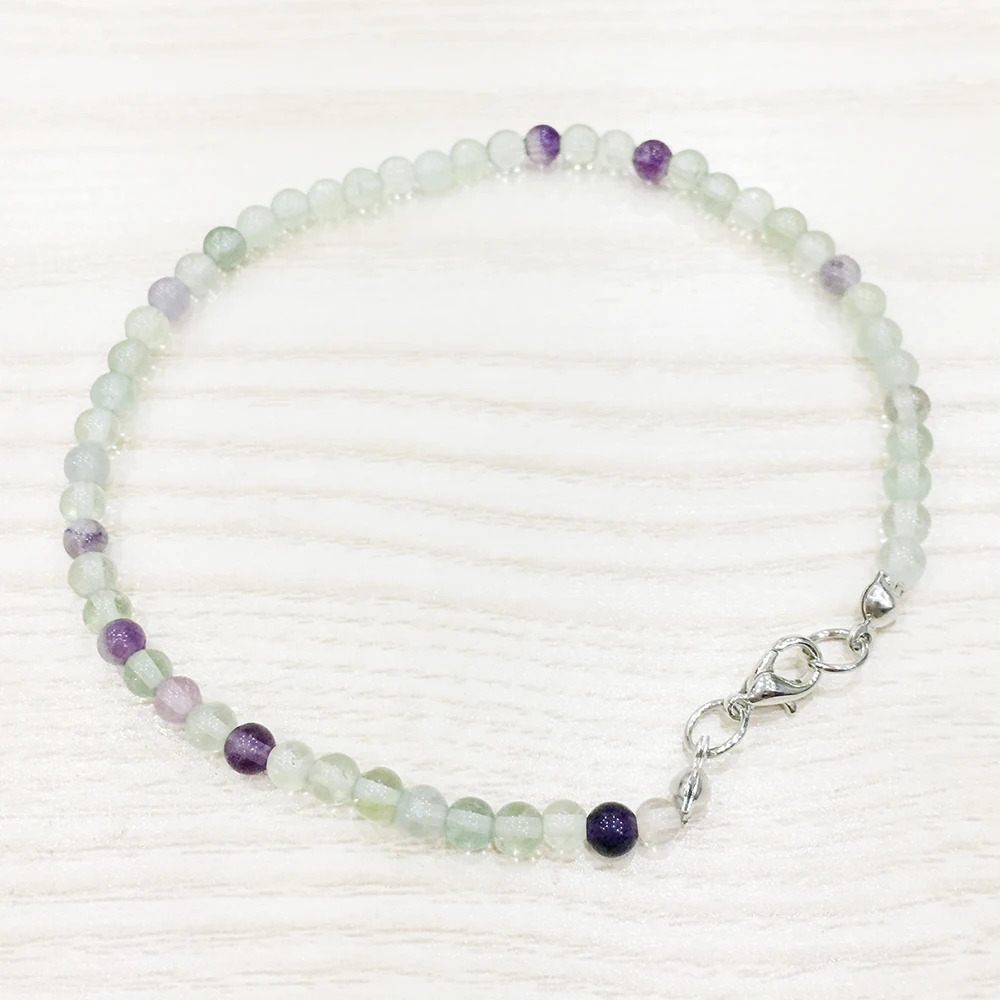 MG0145 Wholesale Handamde Green Fluorite Anklet 4 mm Mini Gem Stone Yoga Jewelry New Arrival Design Natural Mala Beads Ank | Украшения и