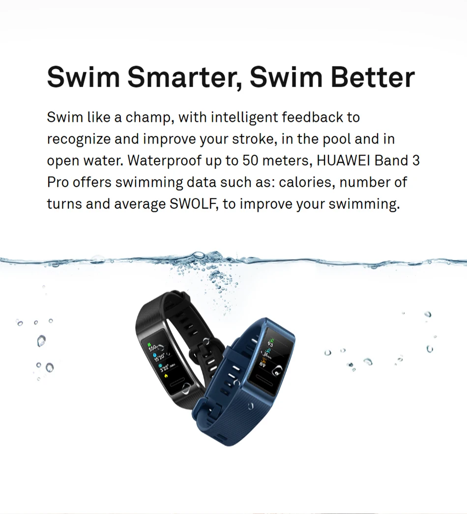 Смарт-браслет huawei Band 3 Pro gps, металлический Amoled 0,95 ', Полноцветный сенсорный экран, датчик сердечного ритма, датчик сна