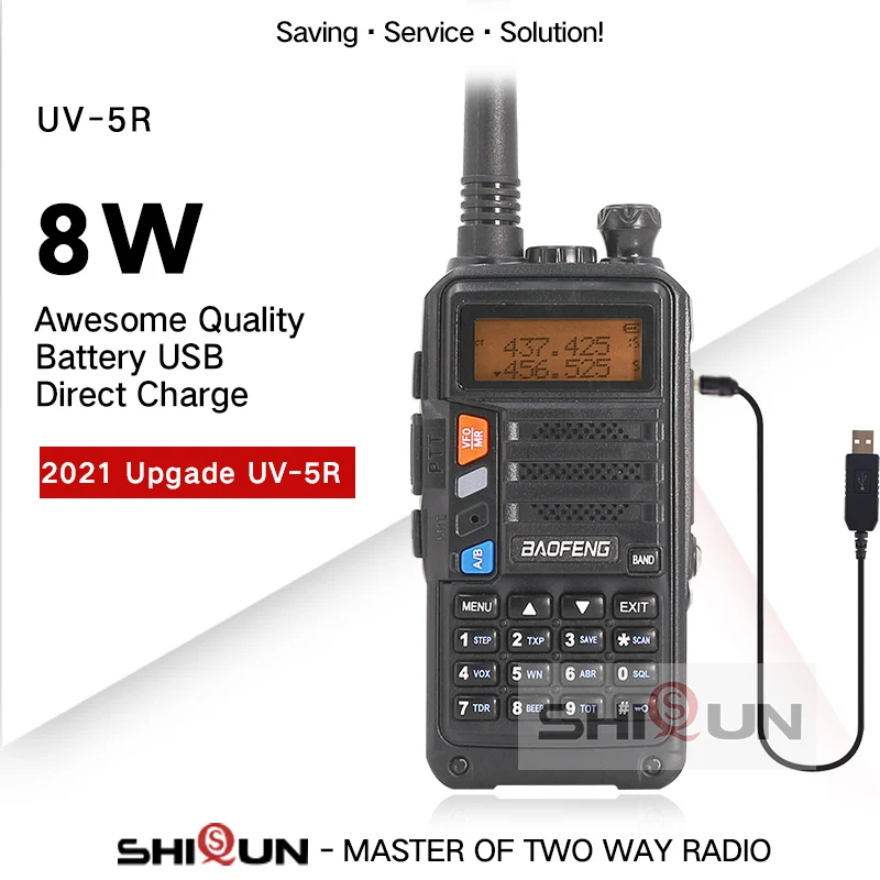 

2021 BaoFeng UV-5R Upgrade Version Same as Walkie Talkie 10 KM Transceiver 8W Radio 10km Dual Band UHF VHF Walkie