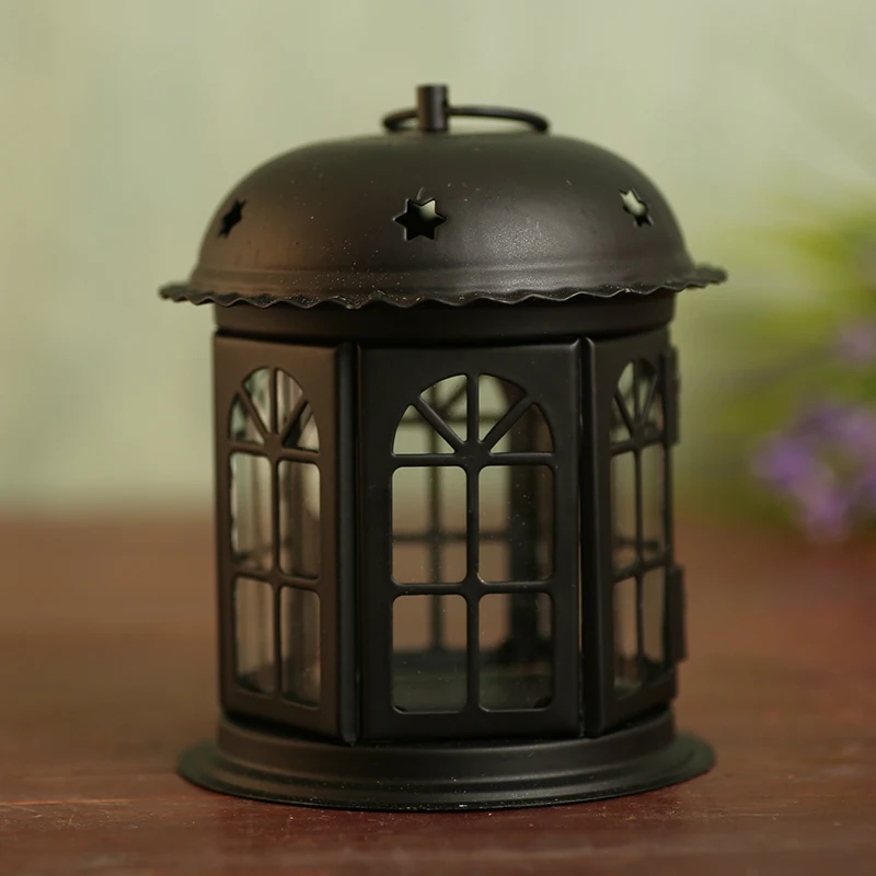 Марокканский подсвечник старинный Железный в виде дома со звездой Европейский