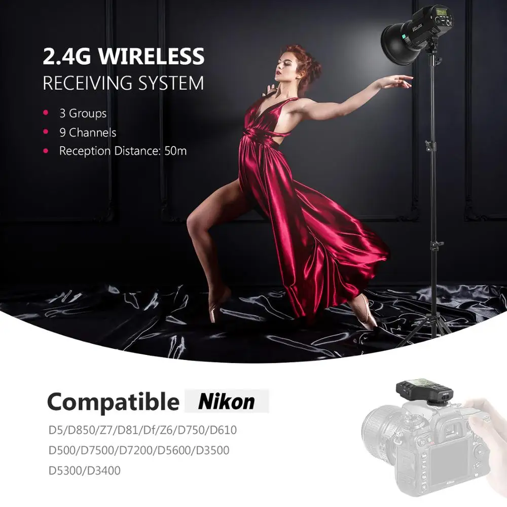 Neewer i6T EX 600 Вт 2,4 г ttl Студия стробоскоп 1/8000 HSS вспышка моносвет Совместимость с Nikon, беспроводной триггер/моделирование лампы/Recycl