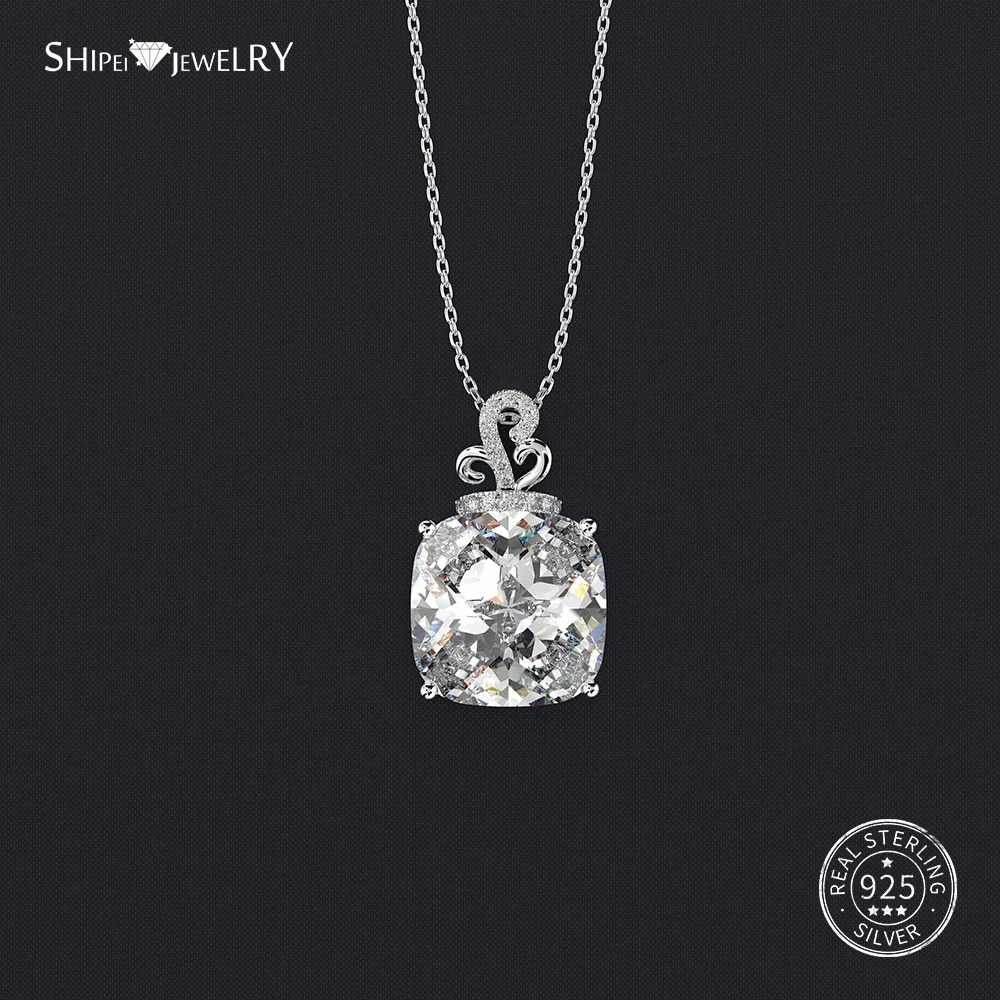 Женское Ожерелье с квадратным кулоном Shipei серебро 100% пробы блестящее розовое