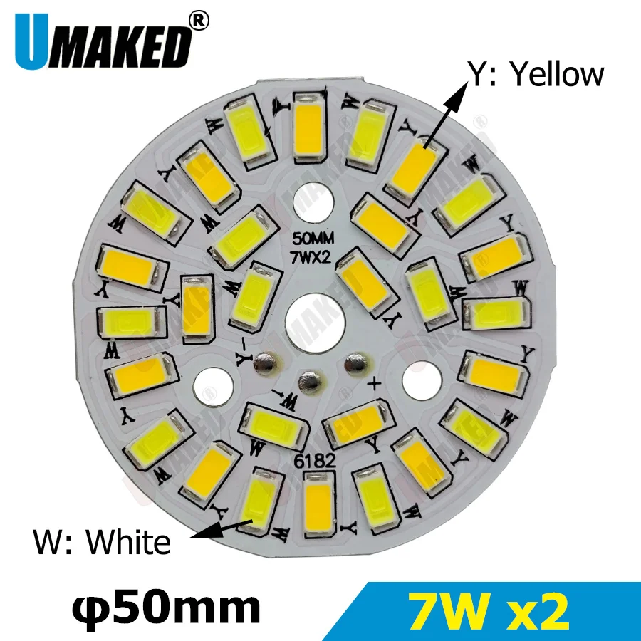 

7Wx2 теплый/холодный белый два цвета в одной печатной плате 50 мм 5730 SMD световая Панель Светодиодная лампа для фонаря со светодиосветодиодный «...