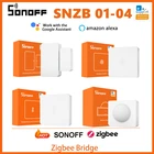 Умный кнопочный переключатель SONOFF SNZB Zigbee, датчик движения, детектор дверей через eWeLink, пульт дистанционного управления для ZBBridge, Alexa, Google Home