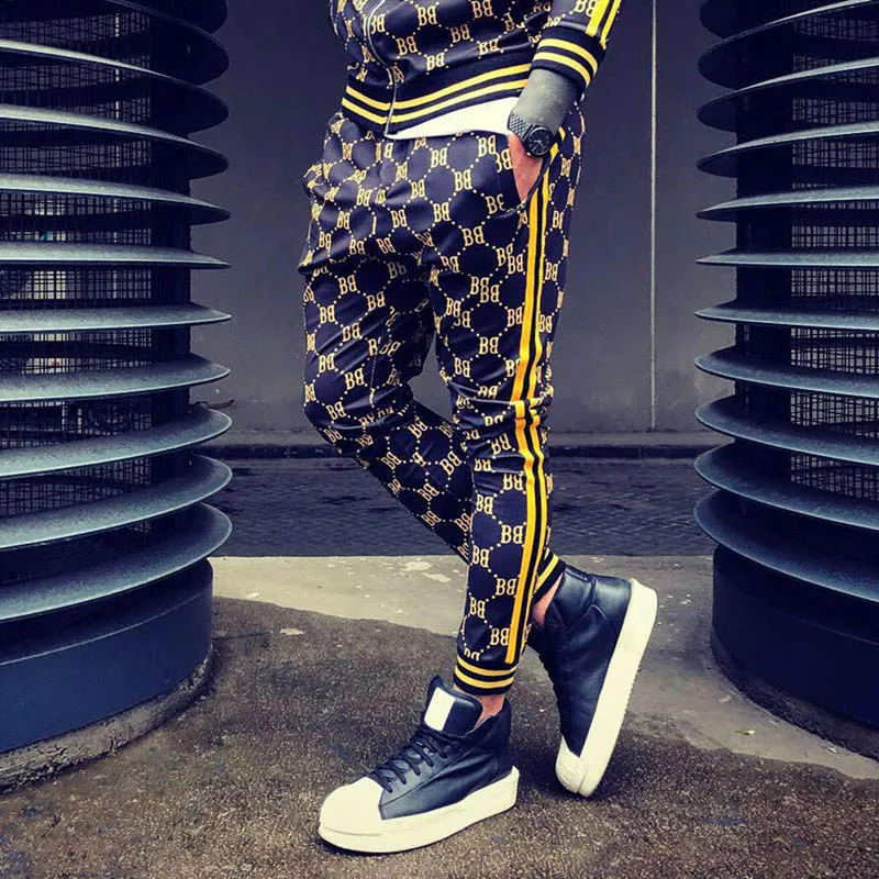 black-yellow Новинка, повседневные Модные мужские штаны,, мужские брюки в стиле хип-хоп, мужские брюки для бега, уличная одежда, дикие брюки, Брендовые брюки - Цвет: black-yellow