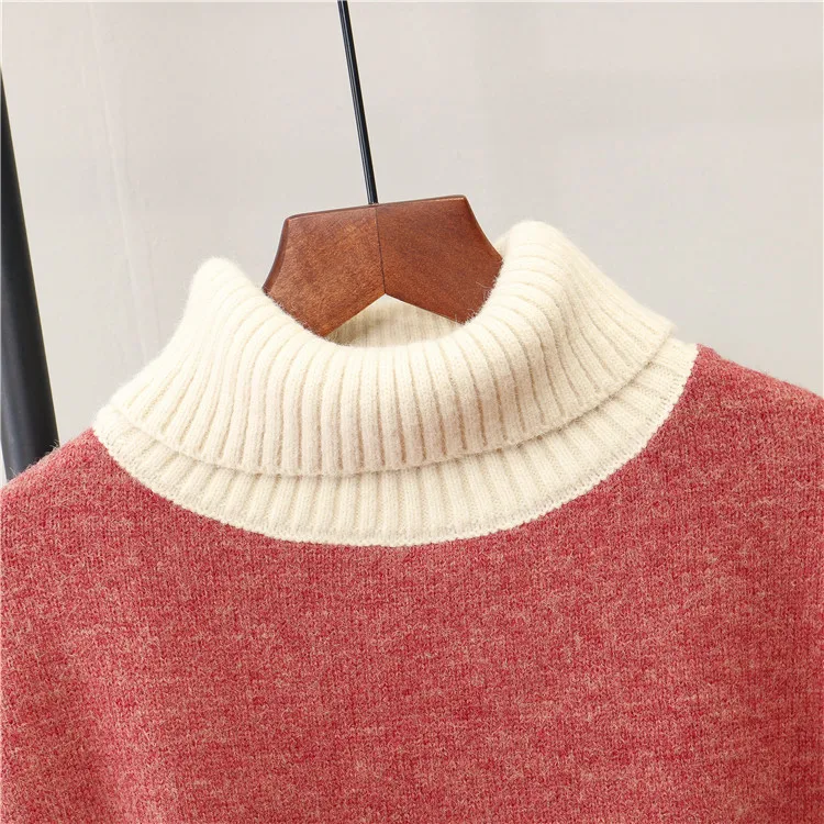 Женский трикотажный свитер-водолазка теплый свитер-пуловер с нашивкой на осень и