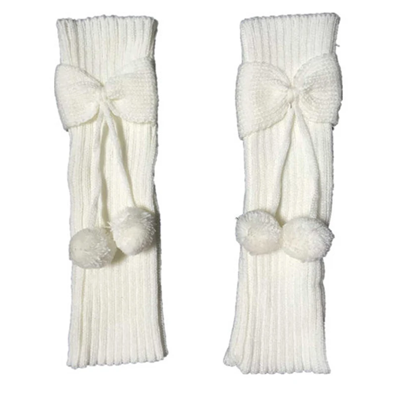 Fashion Kids Girls Bowknot Pompom Knit Leg Warmers Boot Socks Cuffs Toppers Christmas Gifts Botas Feminina носки женские набор