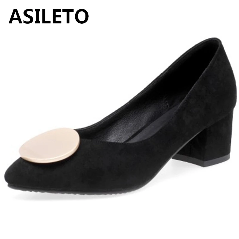 ASILETO дамские лаконичные туфли лодочки с острым носком 5 см Квадратные каблуки из
