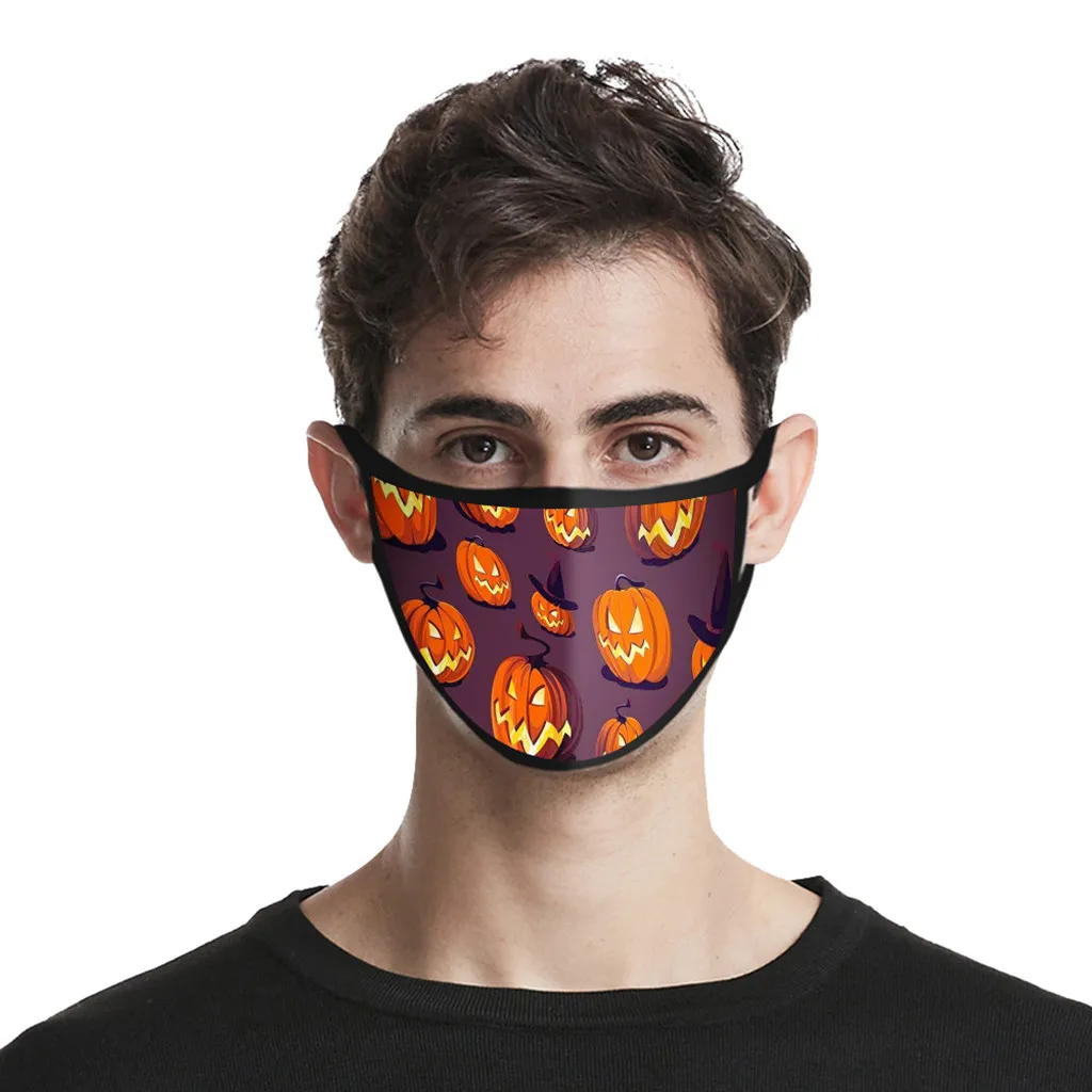 

5PC Halloween Print Windproof Dustproof Mask Men Women Anti-spitting Protective Facemask Washable Reusable estuche mascarilla A5