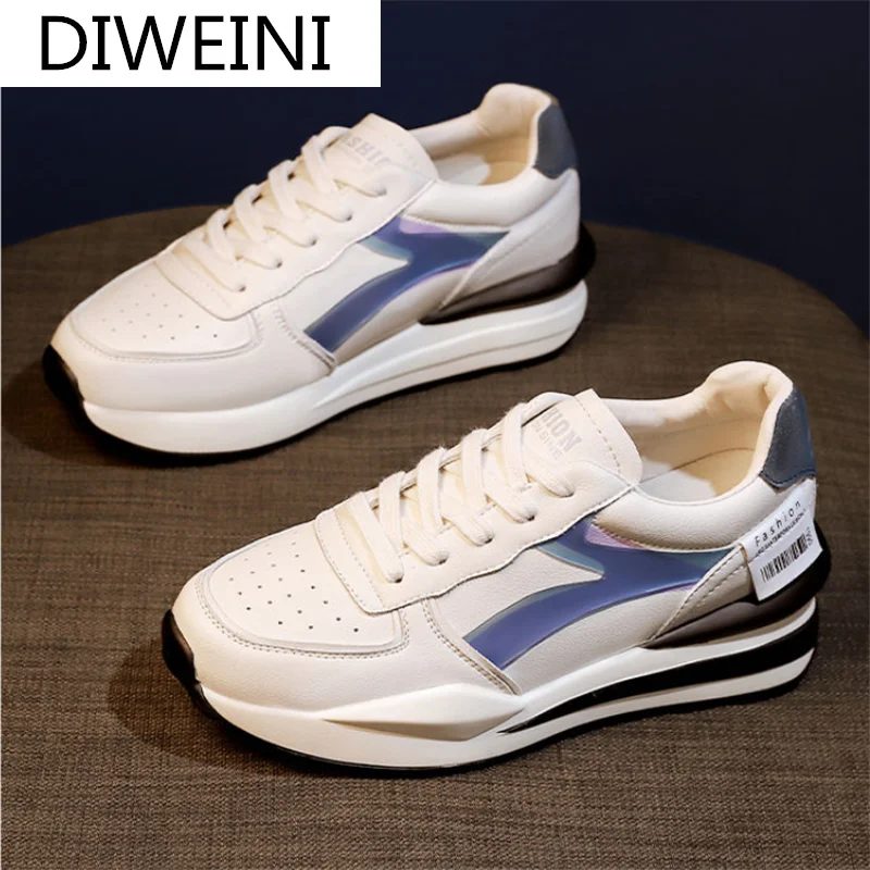

2021 Spring Women Casual Shoes Fashion Comfortable Lace-up Vulcanized Shoes Low-heeled Color Matching Sneakers Zapatillas Mujer