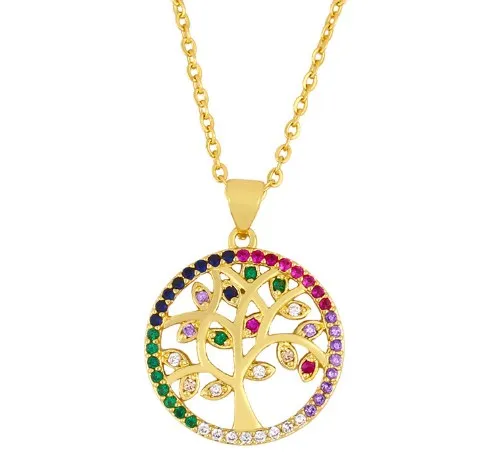 Многоцветное микро-крепление с фианитами love life tree ожерелье из кубического