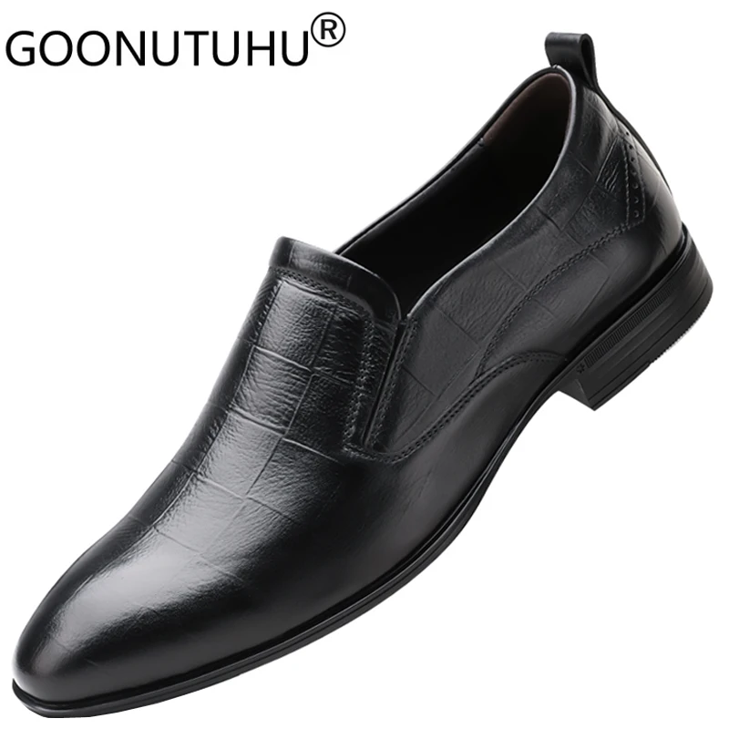 2023 New Fashion Men's Shoes Dress Genuine Leather Male  Classics Black Shoe Man Work Office Formal Shoes for Men Big Size 36-50