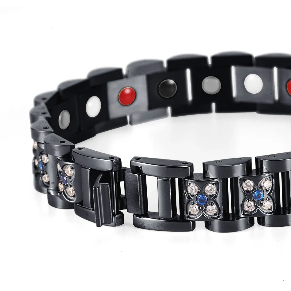 WelMag 2019 Модный черный браслет из нержавеющей стали с магнитной биоэнергией