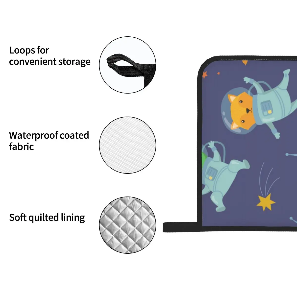 

4pcs Oven Mitts Polyester Baking Insulation Gloves Animals In Space Microwave Heat Resistant Kitchen Gloves Oven Potholder Pad