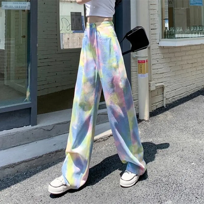 

Woman Jeans High Waist Clothes Wide Leg Denim Clothing Blue Streetwear Vintage Quality Nice Vogue Harajuku Straight Pants