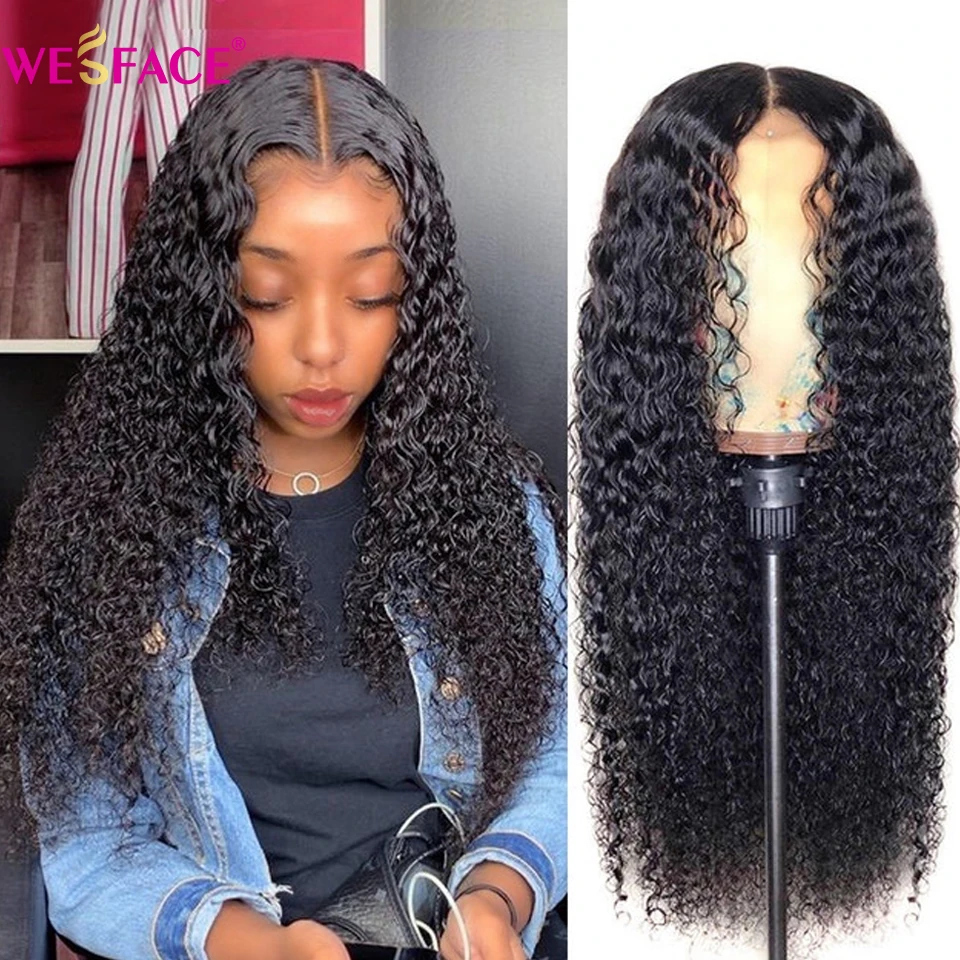 

Монгольские кудрявые парики Wesface 13x1, Кудрявые Парики на сетке 150%, 180%, 4x4, парики из человеческих волос на сетке для женщин с детскими волосами