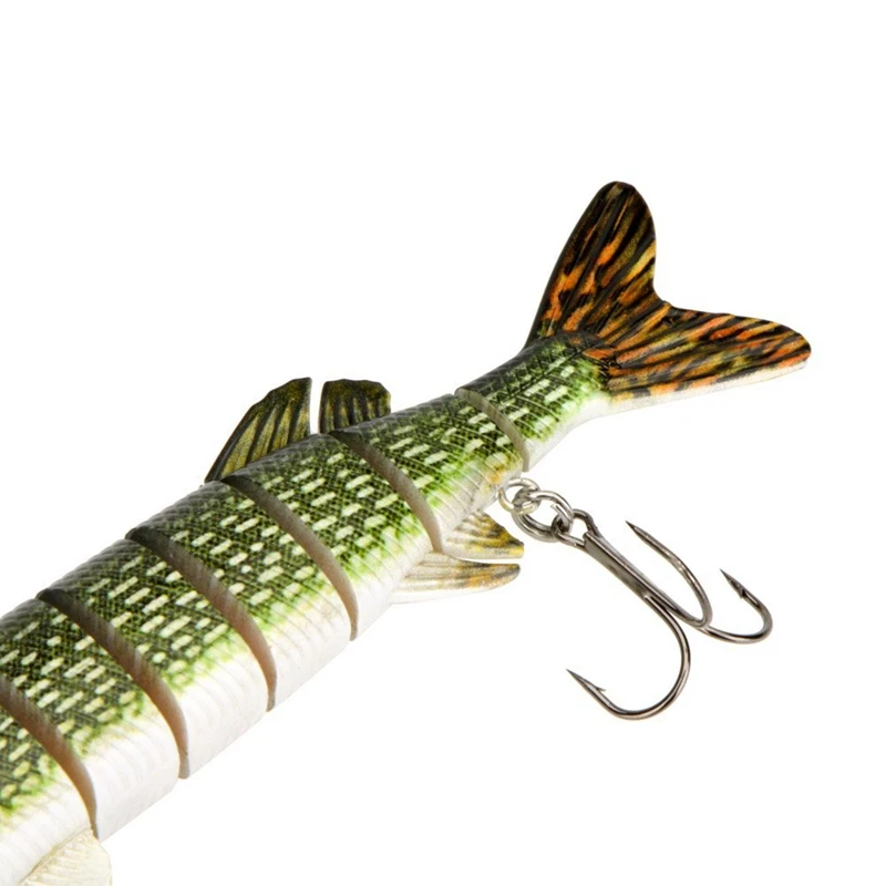 

20cm 40g Lifelike Multi-jointed 8-segement Pike Muskie Fishing Lure Swimbait Crankbait Hard Bait Fish Hook Tackle ArmyGreen