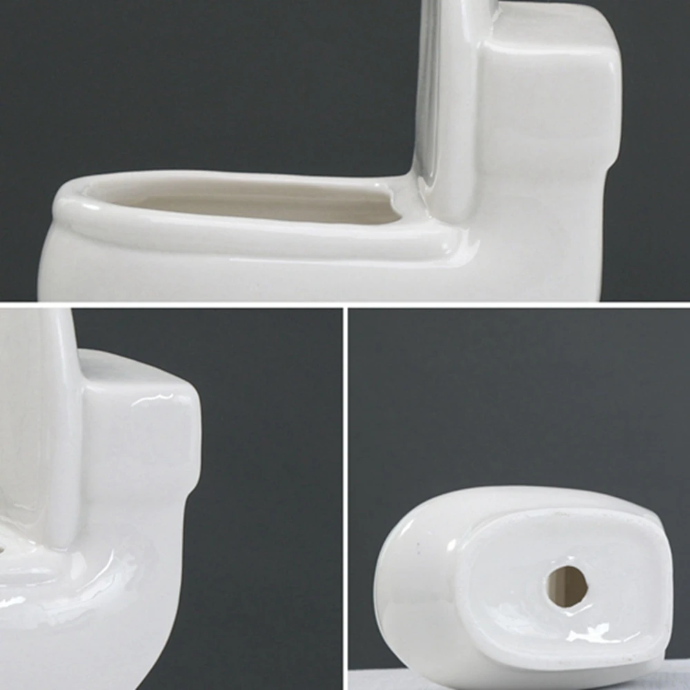 

Ceramic Drainage Creative Toilet Flower Pot Perforated White Cactus Plant Pot Desk Succulents Pot