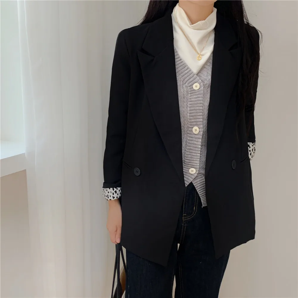 

OL Notched Leopard Cuff Stitching Blazer Coat Female Tops New Spring Autumn Elegant Formal Women Blazers Suit Jacket
