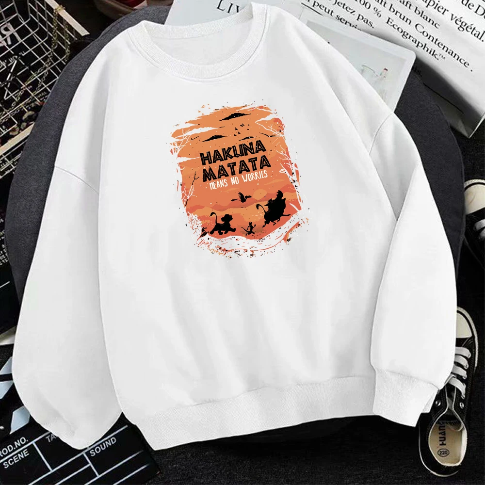 

Толстовка HAKUNA MATATA с изображением короля льва, Мужская мультяшная уличная одежда из хлопка с милым принтом, Повседневная Свободная забавная ...