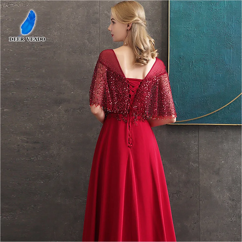 DEERVEADO MFY121 Red Prom Dresses Long 2020 New Arrival Beading Sequins Occasion Party Formal Dress Gown | Свадьбы и торжества